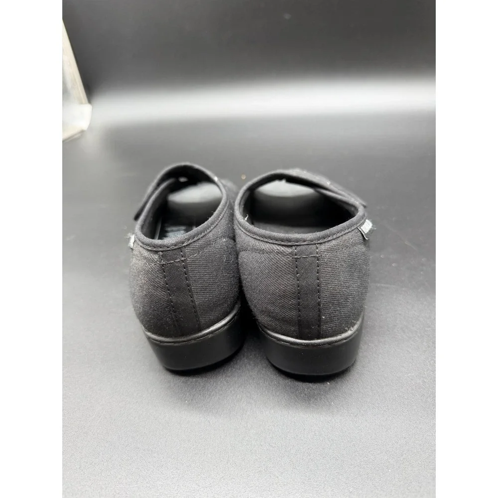 Romulo Confort 24/7 Black Canvas Open Toe Wedge Sandals Adjustable Strap Size 35